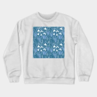 Snowdrop Flowers - Blue Crewneck Sweatshirt